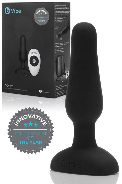 B-Vibe Beginner's Vibrating 4" Butt Plug with Remote