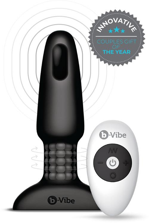 B-Vibe Rimming 6" Silicone Butt Plug with Remote