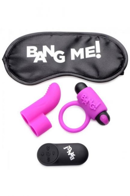 Bang Love Ring, Finger Vibrator, Bullet & Blindfold Couple's Kit (4 Pce)