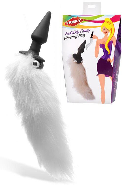 Frisky Vibrating 4" Anal Plug with White Tail