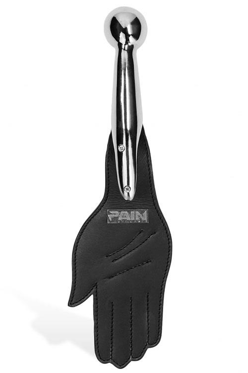 OUCH! 13.3" Leather Hand Paddle With Steel Handle