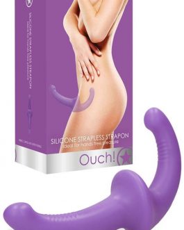 OUCH! Ribbed Silicone 8″ Strapless Strap On Dildo