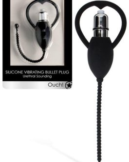 OUCH! Urethral Sounding 9″ Silicone Vibrating Bullet Plug