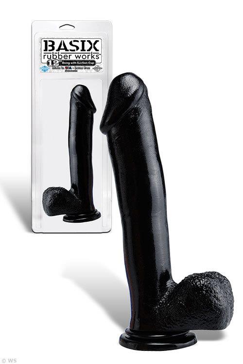 Pipedream 12" Black Rubber Suction Cup Dong