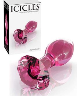 Pipedream 3.6″ Icicles Pink Glass Butt Plug with Round Cut Base