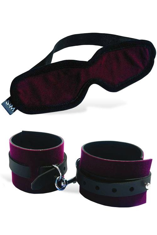 Sex & Mischief Velvety Blindfold & Adjustable Cuff Set (3 Pce)