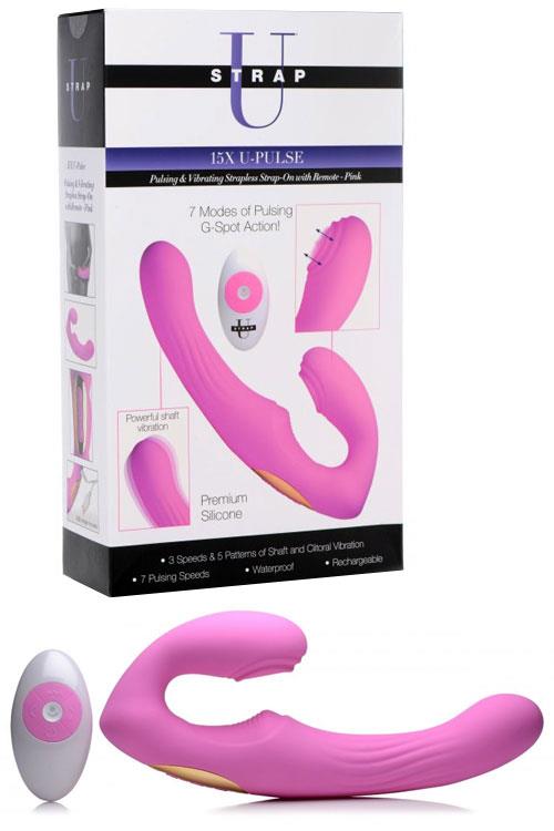 Strap U Pulsating & Vibrating Strapless Strap On With Remote