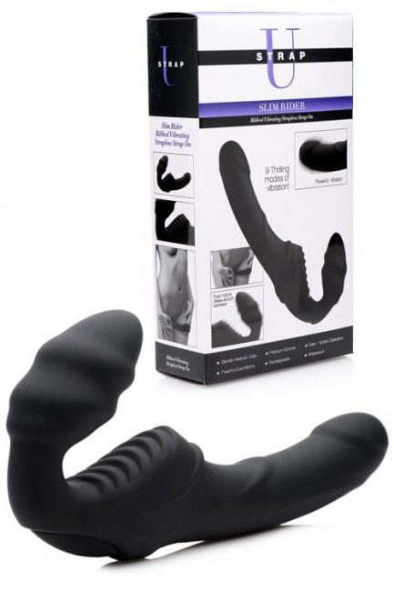Strap U Rechargeable Vibrating 8.5" Silicone Strapless Strap On