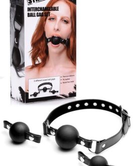 Strict Faux Leather Gag Set with 3 Graduated Silicone Balls