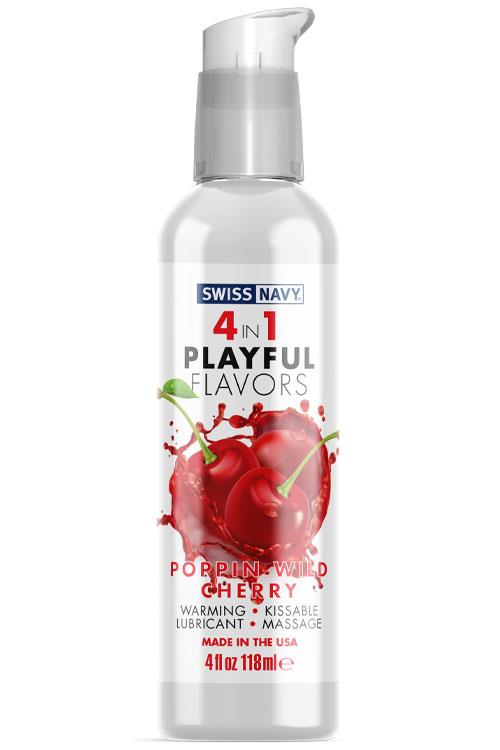 Swiss Navy 4-In-1 Playful Flavors Lubricant - Poppin Wild Cherry (118ml)