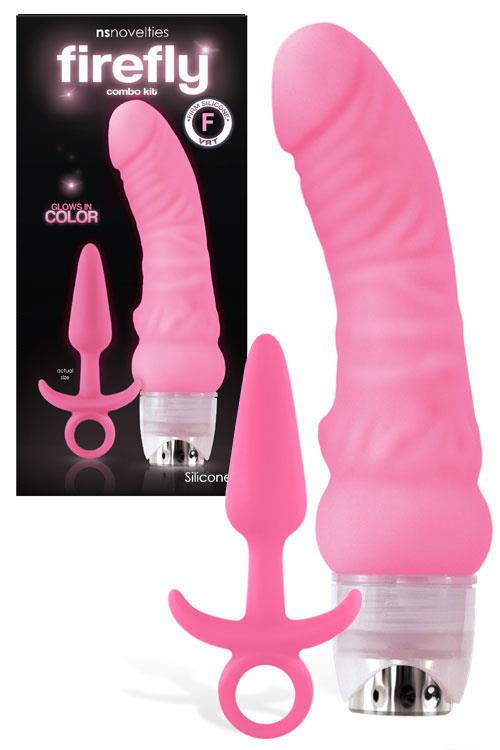 nsnovelties Glow-in-the-Dark Silicone Realistic Vibrator & Butt Plug