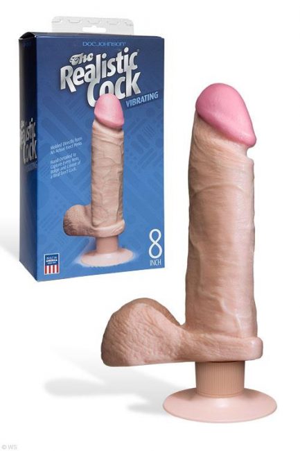Doc Johnson Vibrating Realistic 8" Cock with Suction Cup