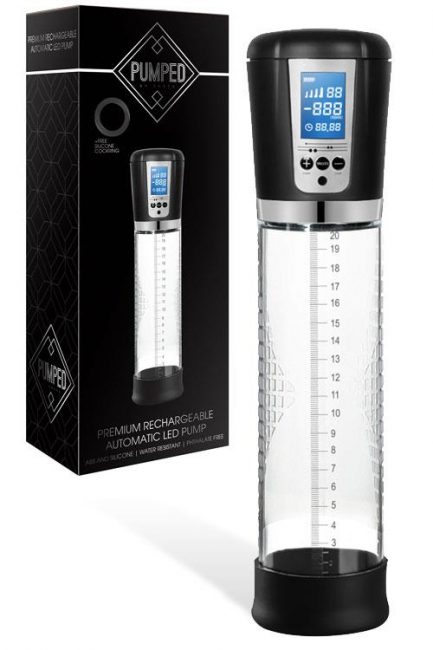 Shots Toys Rechargeable Automatic 11.4" Penis Pump - LED Screen