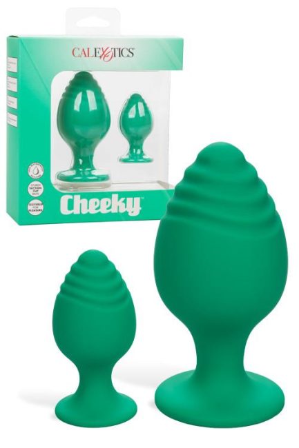 California Exotic Cheeky Green Silicone Butt Plug Set (2 Pce)