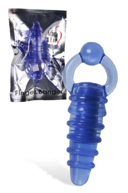 Adam and Eve 3" Blue Finger Vibrator with Ring