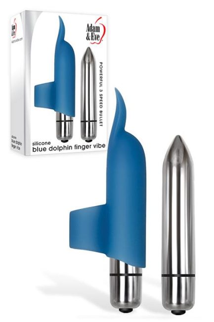Adam and Eve 4" Blue Dolphin Finger Vibrator
