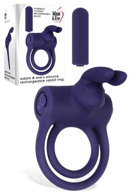 Adam and Eve Silicone Rabbit Cock Ring with Removable Vibrating Bullet